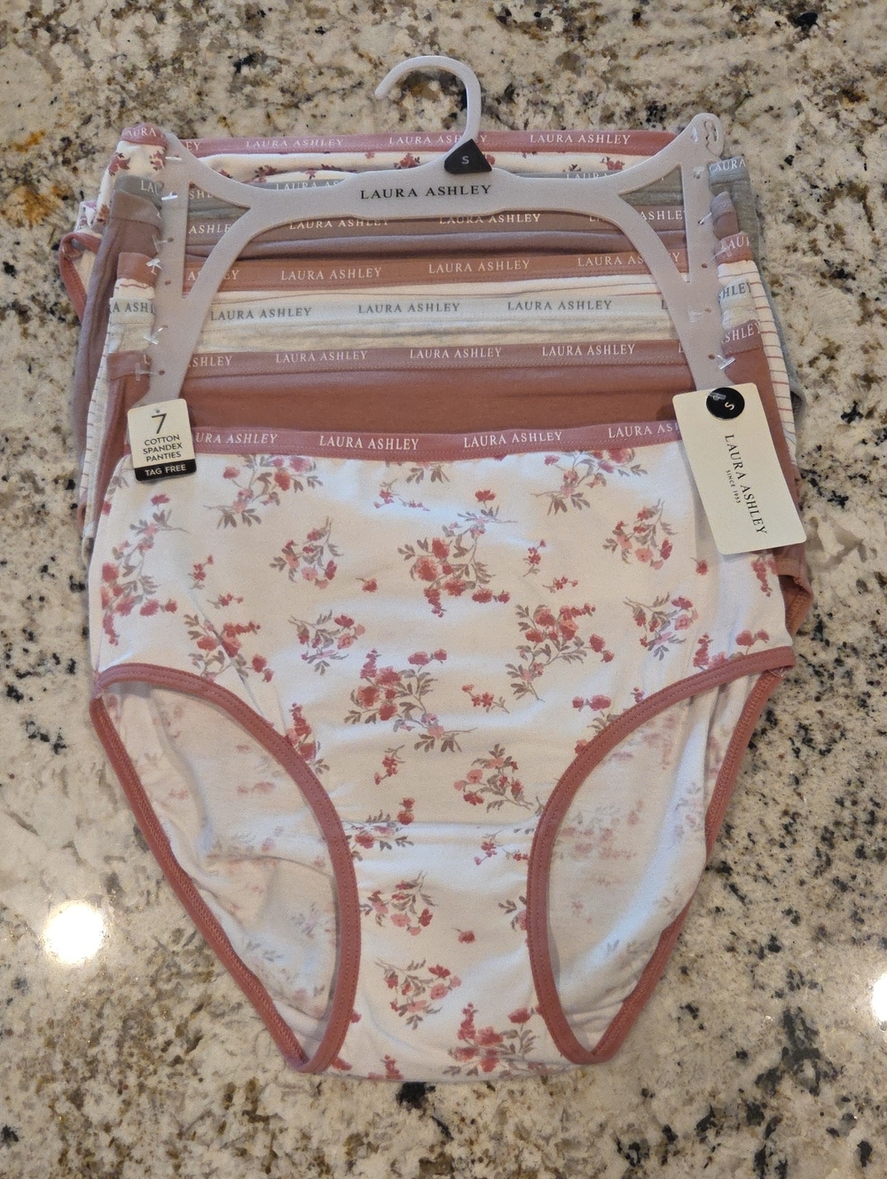 Laura Ashley Women's Cotton Briefs - Rose Floral & Solid Rose (7 Pack)